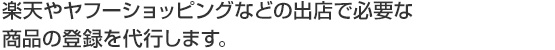 楽天やヤフーショッピングなどの出店で必要な商品の登録を代行します。
